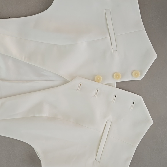 NWOT! Zara White Blue Button Down Vest Size M - Picture 3 of 5